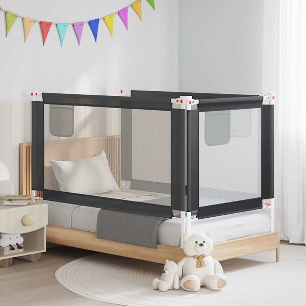 vidaXL Kleinkind-Bettschutzgitter Dunkelgrau 150x25 cm Stoff