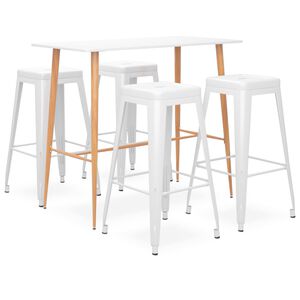 vidaXL 5-tlg. Bar-Set Wei&szlig;