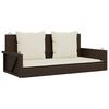 vidaXL H&auml;ngebank mit Kissen Braun 119x56x48 cm Poly Rattan