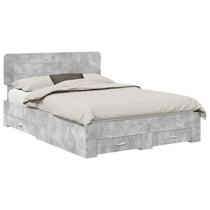 vidaXL Bettrahmen mit Kopfteil Beton Grau 150 x 200 cm Holzwerkstoff