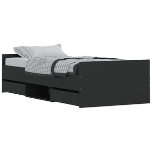 vidaXL Bettgestell mit Kopf- und Fu&szlig;teil Schwarz 90x200 cm