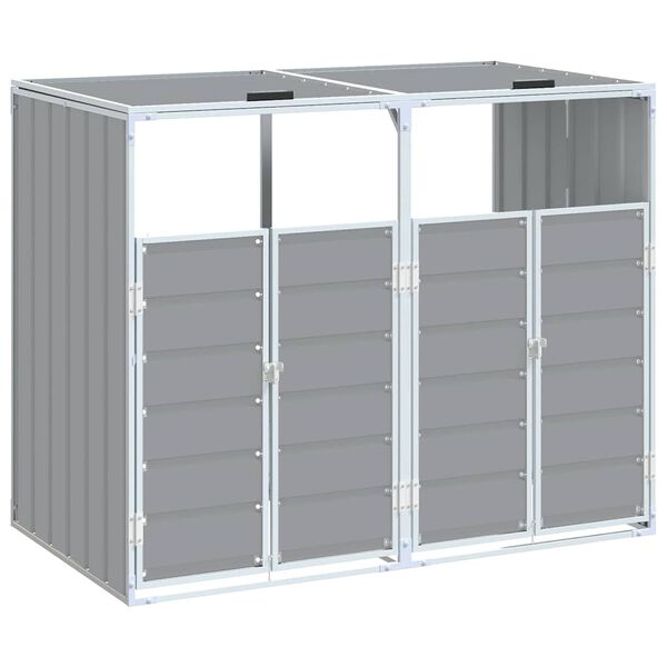 vidaXL M&uuml;lltonnenbox f&uuml;r 2 Tonnen Grau 144x81x113 cm Stahl