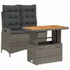 vidaXL 2-tlg. Garten-Essgruppe mit Kissen Grau Poly Rattan