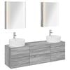 vidaXL Badezimmerm&ouml;bel-Set 5 Stk. Grau Sonoma Ingenieurholz und Glas