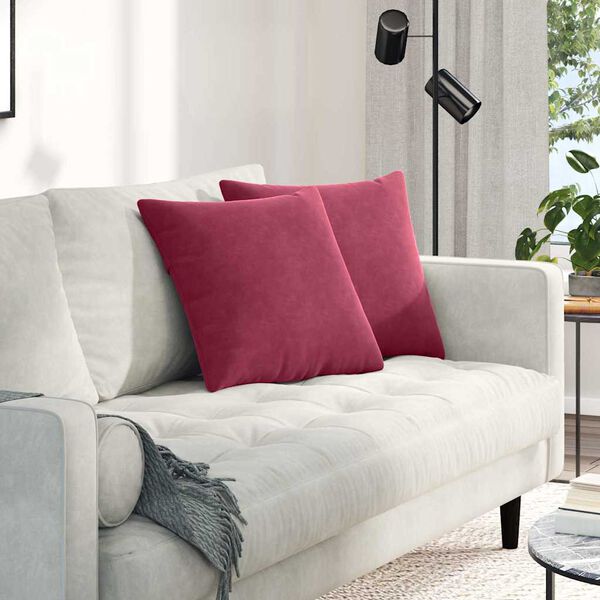 vidaXL Sofakissen 2 St&uuml;ck Weinrot 45 x 45 cm Cordstoff