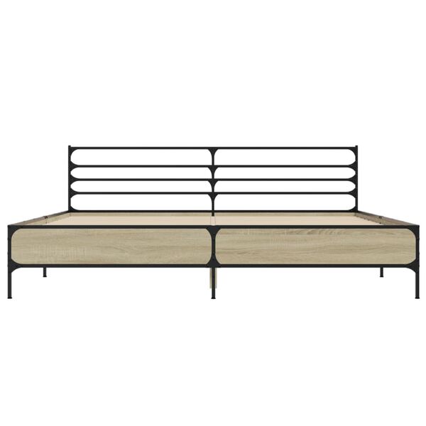vidaXL Bettgestell Sonoma-Eiche 200x200 cm Holzwerkstoff und Metall