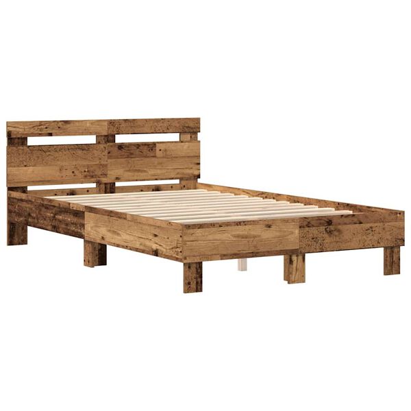 vidaXL Bettgestell mit Kopfteil Altholz 120 x 190 cm Holzwerkstoff