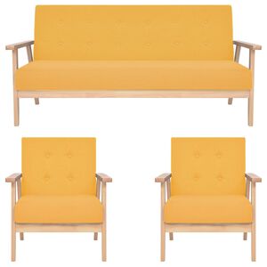 vidaXL 3-tlg. Sofagarnitur Stoff Gelb