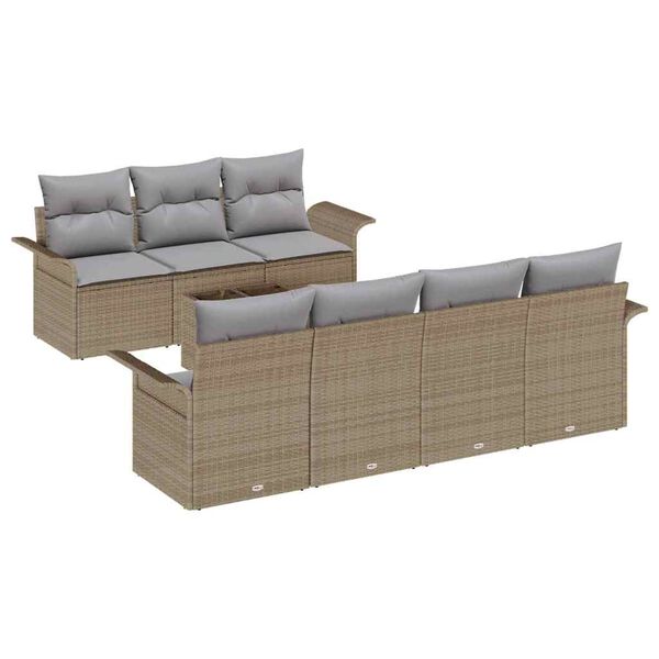 vidaXL Gartensofa-set mit Kissen 8 pcs Beige Poly-Rattan