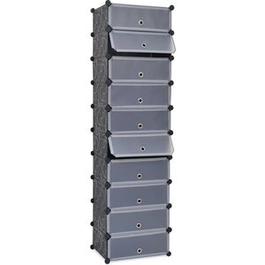 vidaXL Schuh-Organizer Zusammenklappbar mit 10 F&auml;chern Schwarz