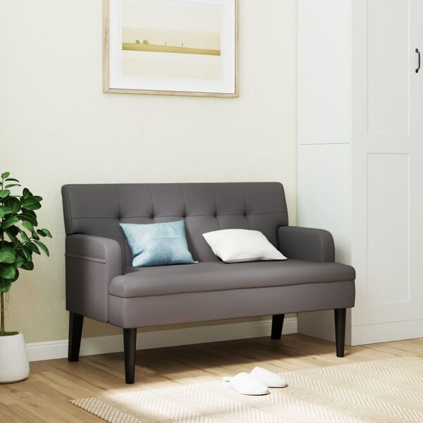 vidaXL Sitzbank mit R&uuml;ckenlehne Grau 112x65,5x75 cm Kunstleder