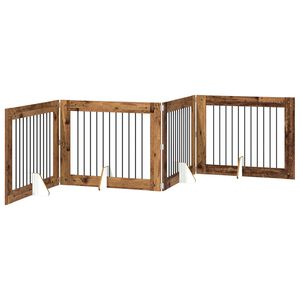 vidaXL Klappbares Hundetor mit St&auml;ndern 4 stk. Altholz 401 cm