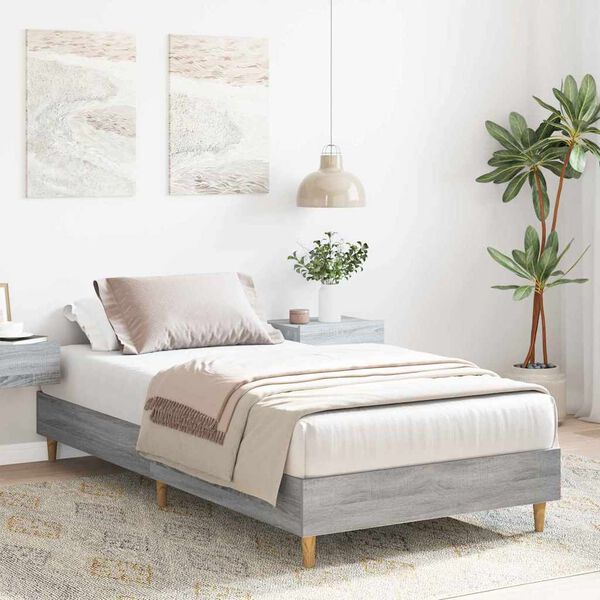 vidaXL Bettrahmen Graues Sonoma 203 x 93 x 25 cm Holzwerkstoff