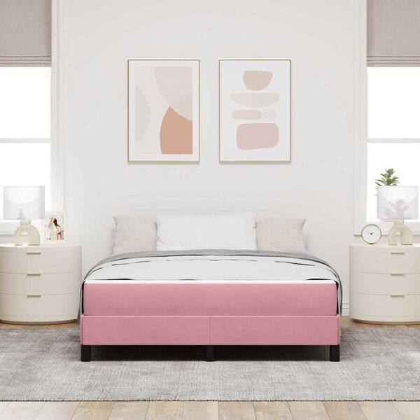vidaXL Boxspringbett mit Matratze Rosa 160 x 200 cm Stoff