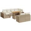 vidaXL 11-tlg. Garten-Sofagarnitur mit Kissen Beige Poly Rattan