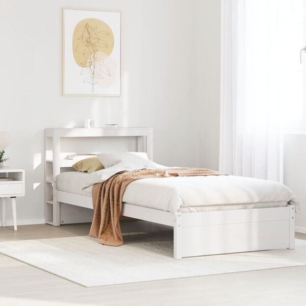 vidaXL Bettgestell mit Kopfteil ohne Matratze Wei&szlig; 90x200 cm