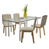 vidaXL Esszimmerst&uuml;hle 4 Stk. Beige Stoff und Massivholz Eiche