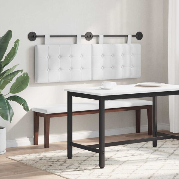vidaXL H&auml;ngevorderseite Wandmontiert Wei&szlig; 130 x 55 x 5 cm Stoff