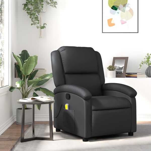 vidaXL Massagesessel Relaxsessel Echtleder Schwarz
