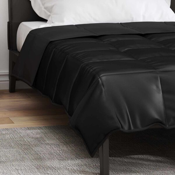 vidaXL Ganzjahresbettdecke Schwarz 200 x 140 cm Satin und Mikrofaser