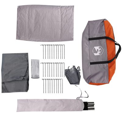 vidaXL Campingzelt 4 Personen Grau und Orange Wasserdicht