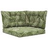 vidaXL Sofakissen f&uuml;r drau&szlig;en 3 pcs Blattdesign Polyester