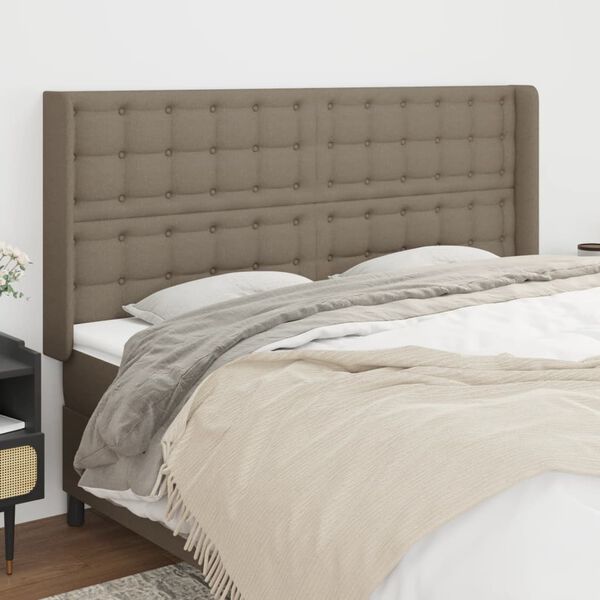 vidaXL Kopfteil mit Ohren Taupe 183x16x118/128 cm Stoff