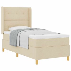 vidaXL Boxspringbett mit Kopfteil Creme 90 x 190 cm Stoff