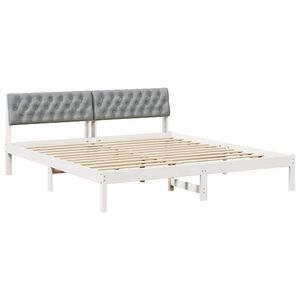 vidaXL Bettgestell Wei&szlig; und Hellgrau 180 x 200 cm Massivholz Kiefer