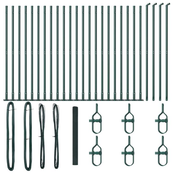vidaXL Zaunpfosten Gr&uuml;n 50 x 1,4 m (12 x 12 mm Netz) Stahl und PVC