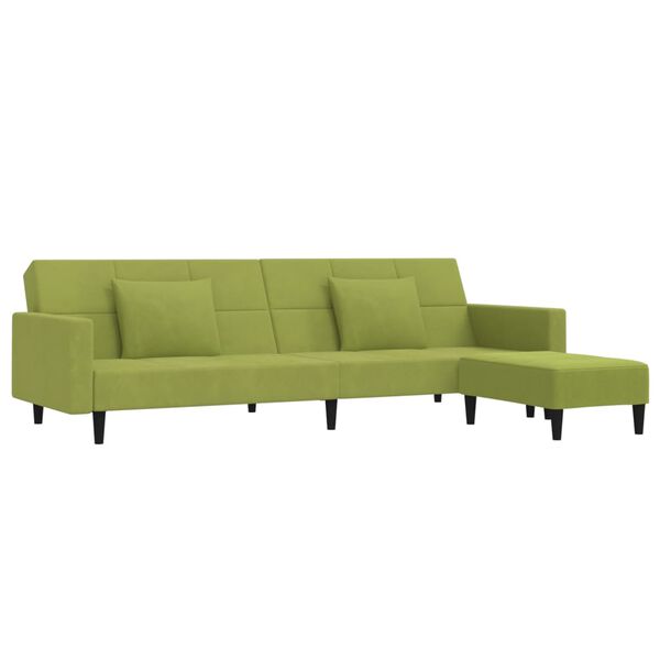 vidaXL Schlafsofa 2-Sitzer mit 2 Kissen & Hocker Hellgr&uuml;n Samt