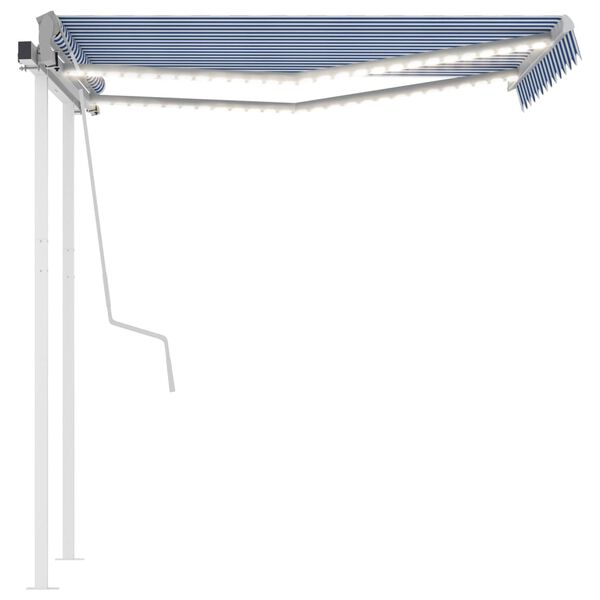 vidaXL Markise Manuell Einziehbar mit LED 3x2,5 m Blau und Wei&szlig;