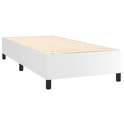 vidaXL Boxspringbett mit Matratze & LED Weiß 80x200 cm Kunstleder