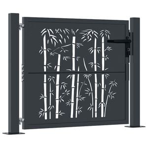 vidaXL Gartentor Anthrazit 100x75 cm Stahl Bambus-Design