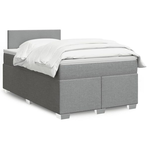 vidaXL Boxspringbett mit Matratze Hellgrau 120x200 cm Stoff