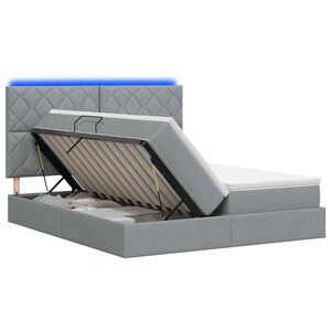 vidaXL LED-Speicherbett mit Matratze Hellgrau 180 x 200 cm Stoff