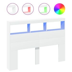 vidaXL LED-Kopfteil mit Ablagen Wei&szlig; 140x17x102 cm