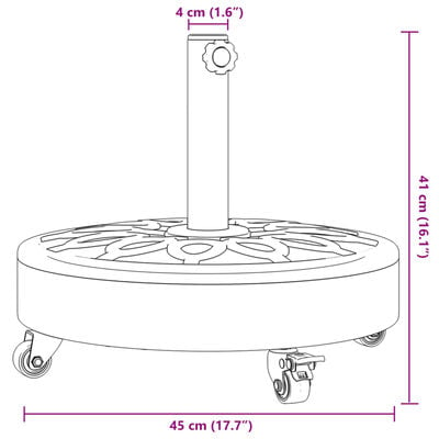 vidaXL Sonnenschirmständer mit Rollen für Ø38/48 mm Mast 27 kg Rund