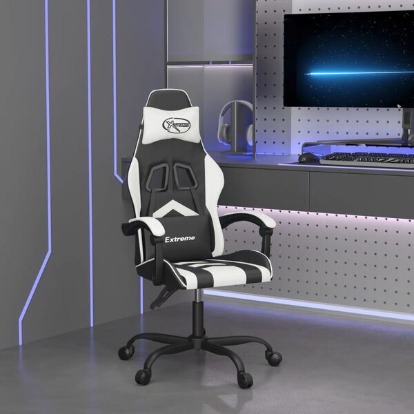 vidaXL Gaming-Stuhl Schwarz und Wei&szlig; Kunstleder