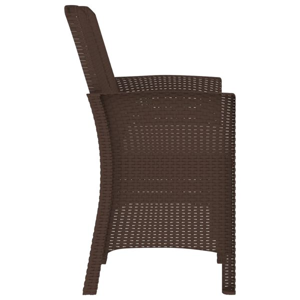 vidaXL Gartenbank 2-Sitzer mit Kissen PP-Rattan Braun