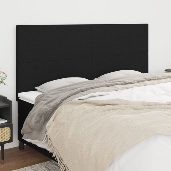 vidaXL Kopfteil Schwarz 200 x 5 x 118/128 cm Stoff