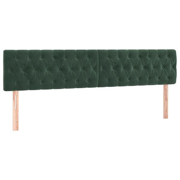 vidaXL LED Kopfteil Dunkelgr&uuml;n 200x7x78/88 cm Samt