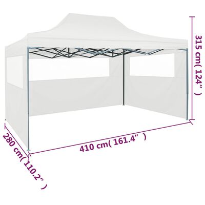 vidaXL Profi-Partyzelt Faltbar mit 3 Seitenwänden 3×4m Stahl Weiß