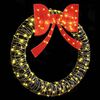 vidaXL Kranz mit 150 LEDs Warmwei&szlig; 121 x 121 x 10 cm Rattan