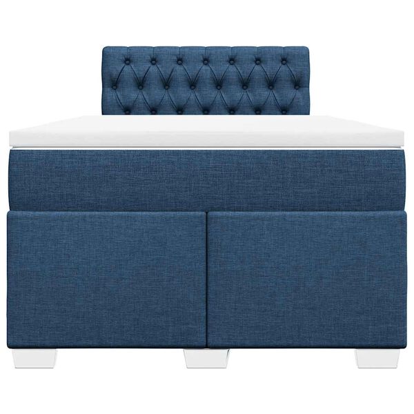 vidaXL Boxspringbett mit Matratze Blau 120x190 cm Stoff