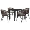 vidaXL Garten Essgruppe 5 pcs Braun Pulverbeschichteter Stahl
