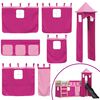 vidaXL Etagenbett mit Rutsche und Gardinen Rosa 90x190 cm