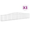 vidaXL Gabionen mit Hochbogen 3 Stk. 400x30x60/80 cm Verzinktes Eisen
