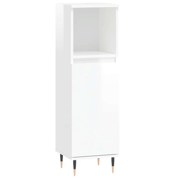 vidaXL Badschrank Hochglanz-Wei&szlig; 30x30x100 cm Holzwerkstoff