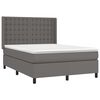 vidaXL Boxspringbett mit Matratze & LED Grau 140x190 cm Kunstleder